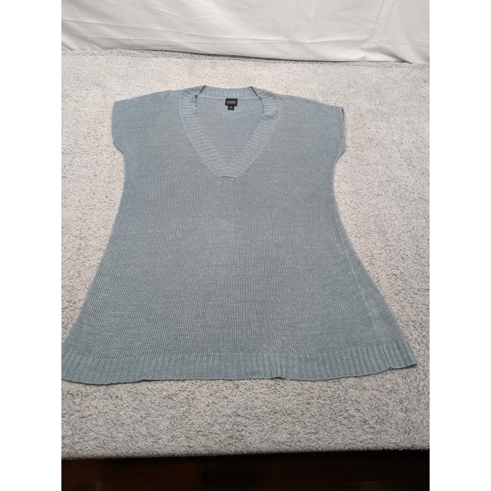 Eileen Fisher Italian Yarn 100% Hemp‎ Sweater Vest V-Neck Medium Slate Blue